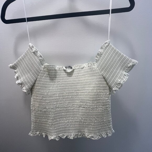 Zara Striped Off-Shoulder Smocked Top - Picture 3 of 3